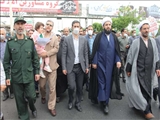 حضور فرماندار شهرستان در راه پیمایی روز قدس اسلامشهر، چهاردانگه و احمدآباد مستوفی